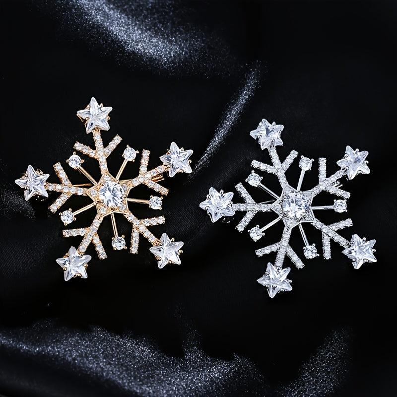 Micro Paved Zirconia Snowflake Brooch