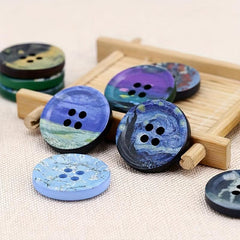 6pcs Round Art Oil Painting Top Button for Men's Suit Coat Trousers