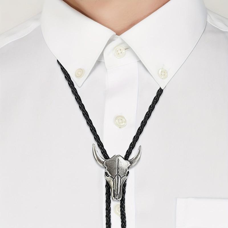 2pcs Vintage Cowboy Bolo Tie Leather Ties Cow Skull Costume Accessories