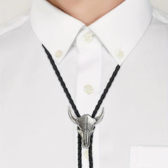 2pcs Vintage Cowboy Bolo Tie Leather Ties Cow Skull Costume Accessories