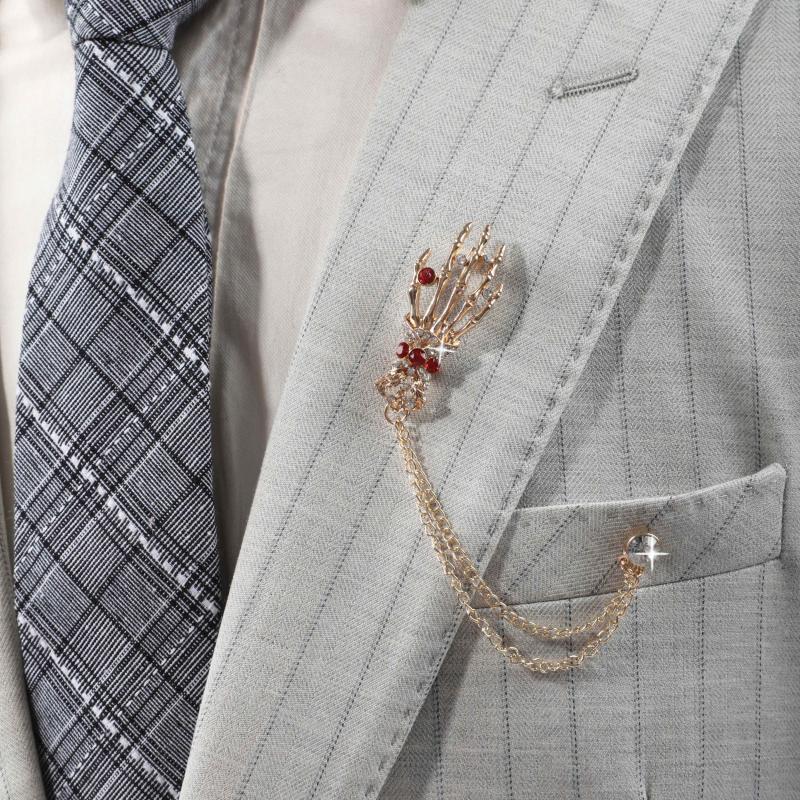 Tassel Faux Diamond Suit Brooch Business Pin for Men