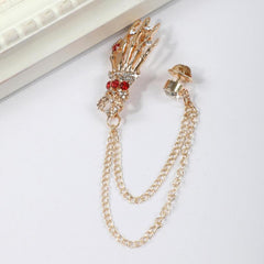 Tassel Faux Diamond Suit Brooch Business Pin for Men