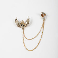 Men's Flying Skull King Tassel Rhinestone Brooch