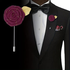Men's Rose Corsage Brooch Wedding Banquet Accessory
