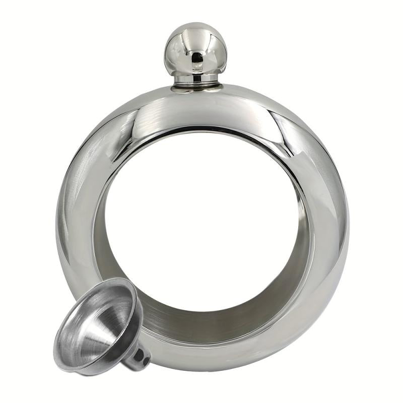 304 Stainless Steel Flask Funnel Cup Set + Round Bracelet Wrist Jewelry