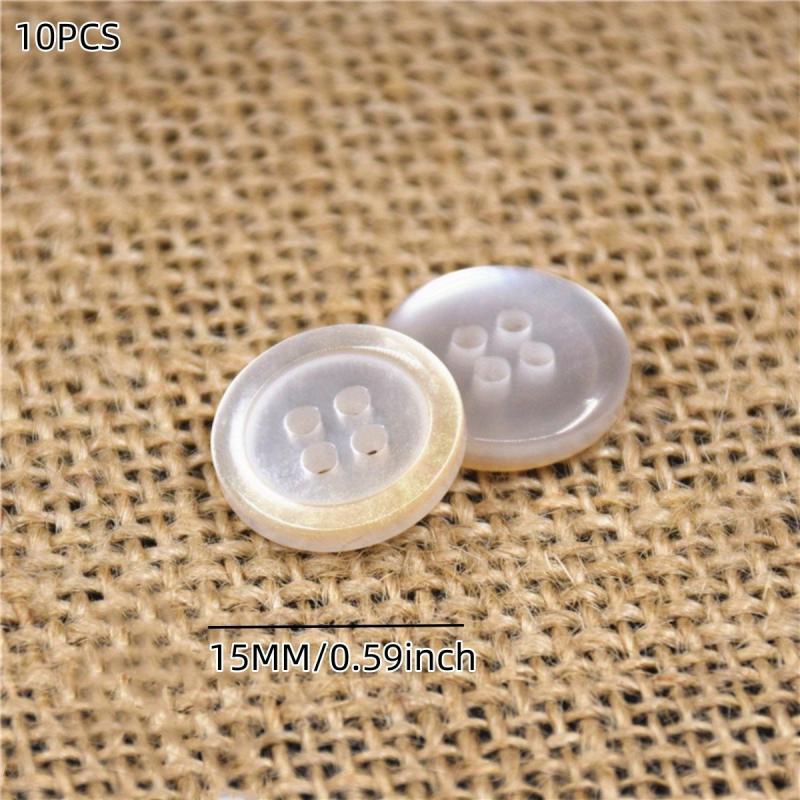 10pcs Resin Button Thin Edge Round Four Eyed Shell Buckle