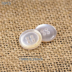 10pcs Resin Button Thin Edge Round Four Eyed Shell Buckle