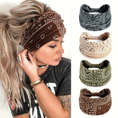 Boho Style Vintage Headband Paisley Stretchy Turban Knotted Headband