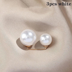 3pcs Faux Pearl Brooch Pin Set for Clothes & Trousers