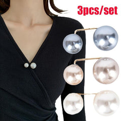 3pcs Faux Pearl Brooch Pin Set for Clothes & Trousers