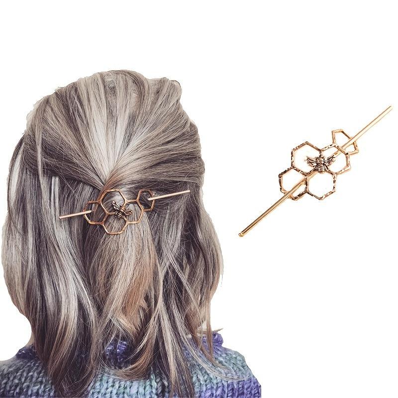 Geometric Bee Hair Sticks Forks Hairpins Hollow Metal Hair Pins Chignon Buns Hol