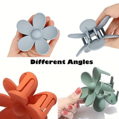 Matte Solid Flower Hair Claw Set for Women