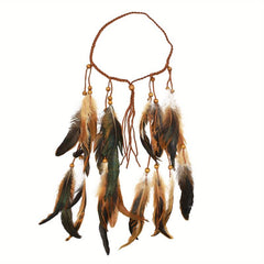 Boho Style Peacock Feather Head Band Indian Hand woven Hair Accessories