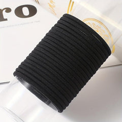40pcs Black Hair Ties Extension Ring Headwear Hair Rope Rubber Band