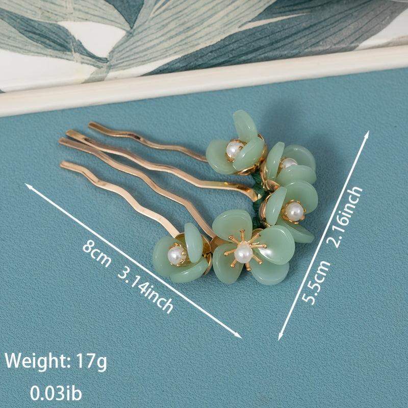 Flower Jade Hairpins Classic Hair Comb Hair Accessories
