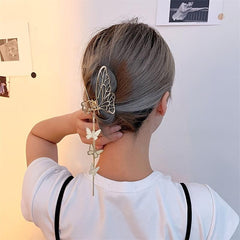 Tassel Butterfly Hair Claw Clip Golden Non Slip Strong Grip Hair Jaw Clip