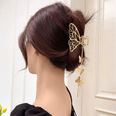Tassel Butterfly Hair Claw Clip Golden Non Slip Strong Grip Hair Jaw Clip