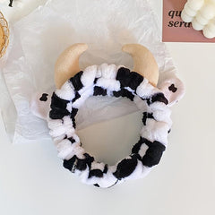 Cow Shaped Plush Headband for Girls Women Winter