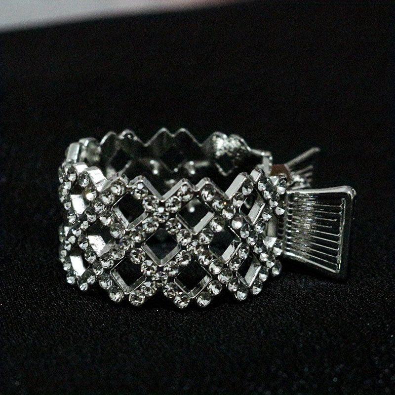 3pcs Crystal Hair Clips High Ponytail Holder Metal Rhinestone Hair Claw Clip