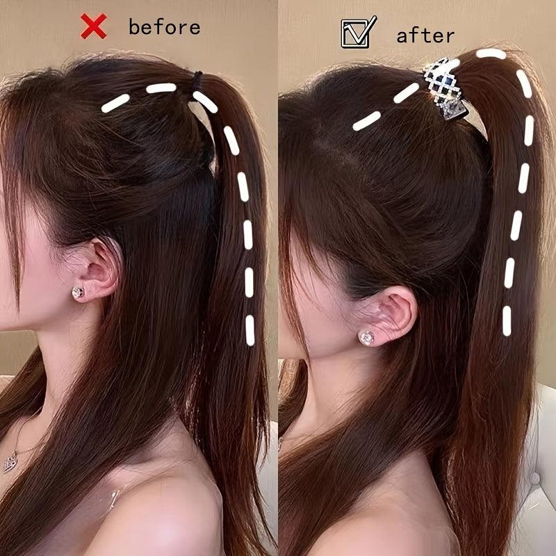 3pcs Crystal Hair Clips High Ponytail Holder Metal Rhinestone Hair Claw Clip