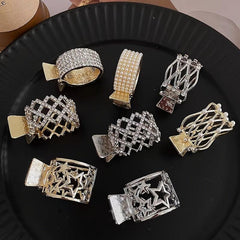 3pcs Crystal Hair Clips High Ponytail Holder Metal Rhinestone Hair Claw Clip