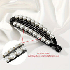 Faux Pearl Rhinestone Hair Claws Clip Fish Shape Banana Barrettes Hairpins