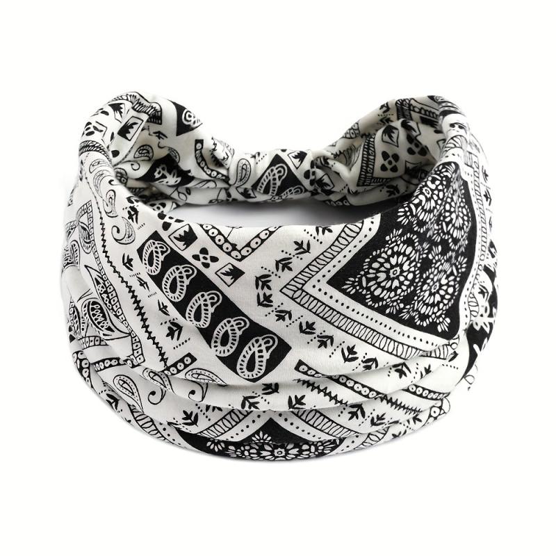 Boho Style Wide Brim Headband Paisley Pattern Sports Sweatband
