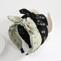 Fabric Floral Print Wide Bowknot Hairband Boho Retro Headband Hair Accessories
