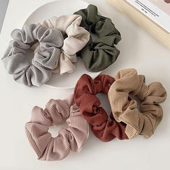6pcs Morandi Knit Hair Scrunchies Elastic Bands Set