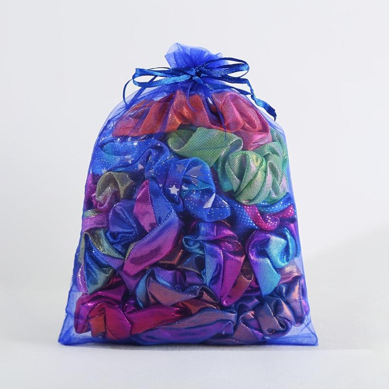 20pcs Metallic Hair Scrunchies Mermaid Ponytail Holder Colorful Neon Hair Ties