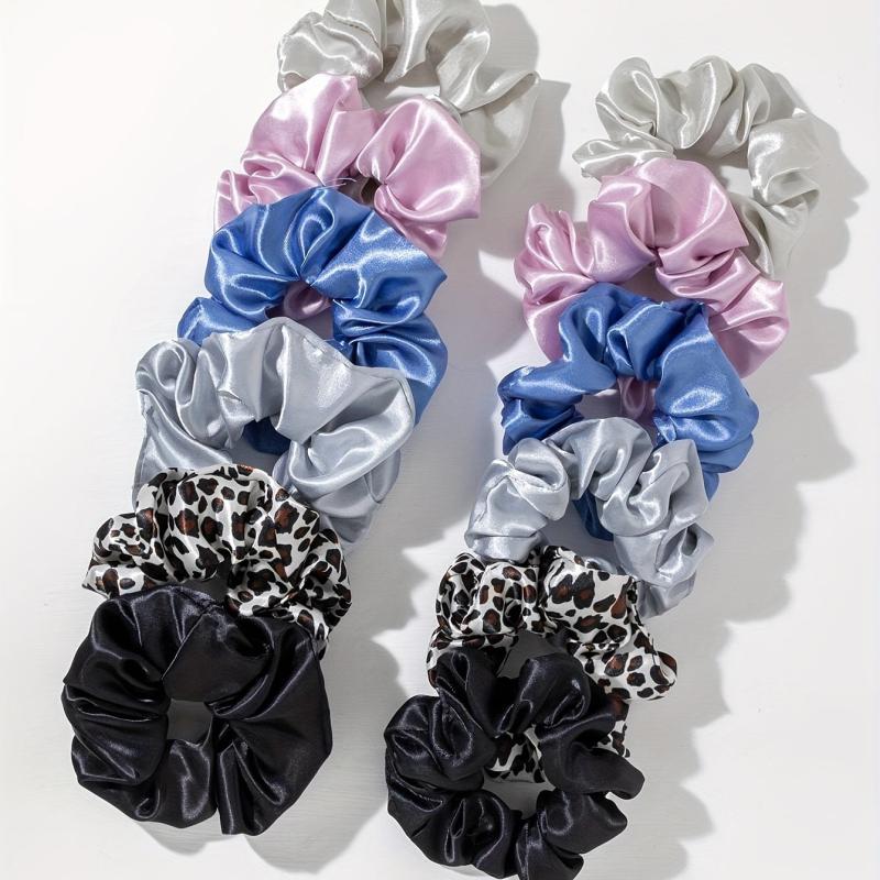 12pcs Large Satin Scrunchie Hair Tie Silky Hair Rope Female Hair Accessories