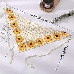 Boho Daisy Crochet Hair Bandana Headscarf Vintage Headband
