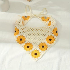 Boho Daisy Crochet Hair Bandana Headscarf Vintage Headband