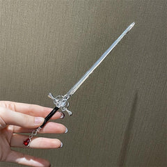 Chinese Style Punk Ruby Hairpin Silvery Sword Hanfu Vintage Hair Pin