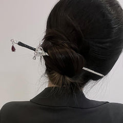Chinese Style Punk Ruby Hairpin Silvery Sword Hanfu Vintage Hair Pin