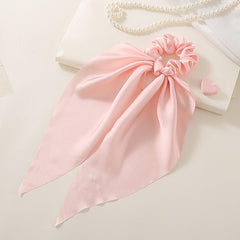 Red Satin Hair Ribbon Scrunchy Bow Scarf Elastic Hair Ties Bands