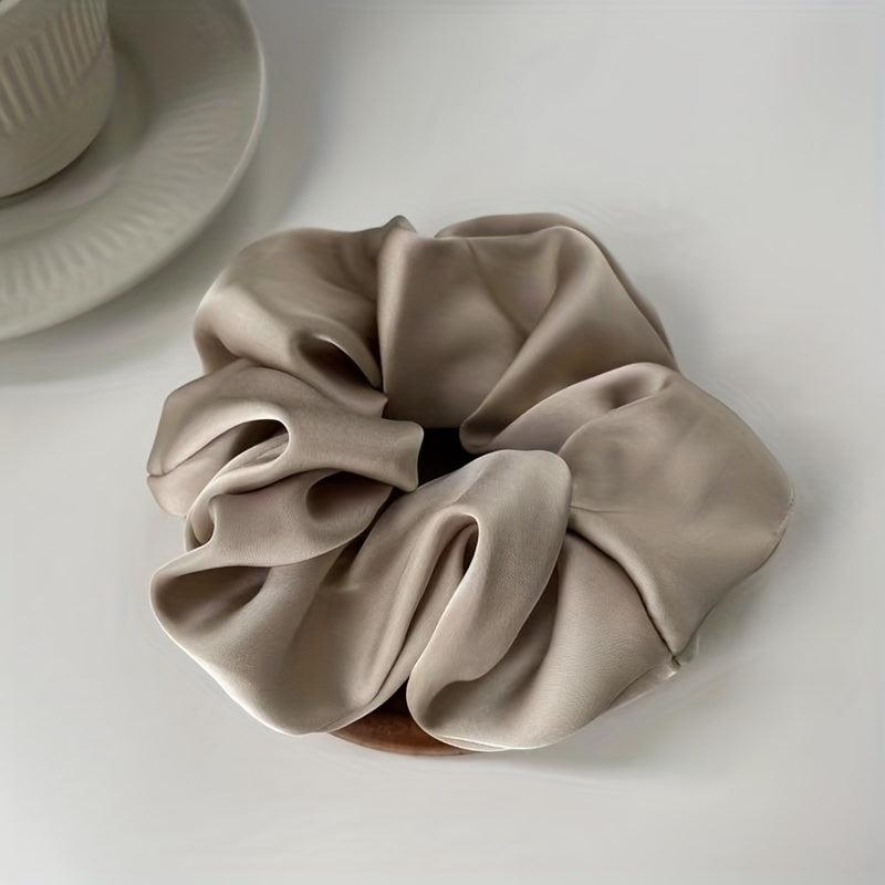 Soft Silk Hair Scrunchies for Women Girls - Solid Color Hair Tie