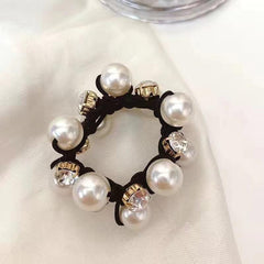Faux Pearl Hair Ties Rhinestone Elastic Scrunchies Hair Accessories