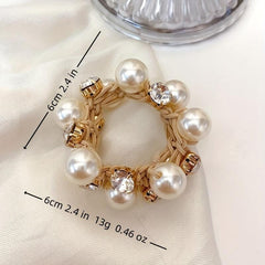 Faux Pearl Hair Ties Rhinestone Elastic Scrunchies Hair Accessories