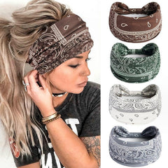 Stretch Wide Hair Bands Knot Turban Headbands for Women
