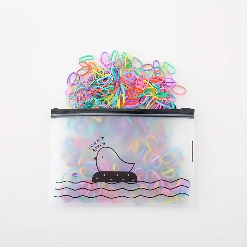 1000pcs Candy Rubber Band Elastic Hair Tie Colorful Disposable Hair Rope