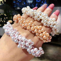 3pcs Faux Pearl Hair Ties Elastic Hair Scrunchies Bead Hair Ropes