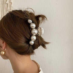 4pcs French Faux Pearl Hair Claw Clip Non Slip Strong Hold Grip Hair Accessories