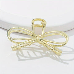 Silvery Bowknot Hair Claw Clip Strong Grip Hair Jaw Clip