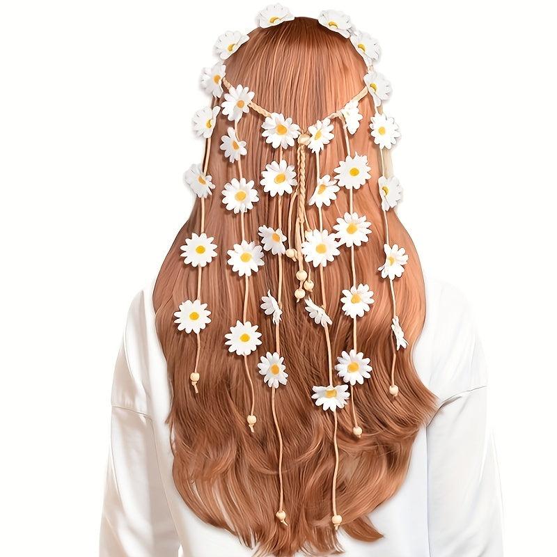 Hippie Flower Headband 70s Bohemian Style Hair Accessories