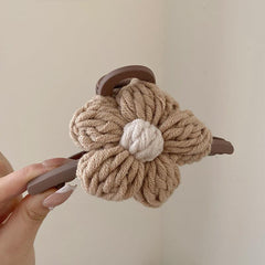 Knitted Floral Hair Clip Strong Hold Grip Hair Jaw Clip For Thick Hair