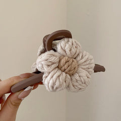 Knitted Floral Hair Clip Strong Hold Grip Hair Jaw Clip For Thick Hair
