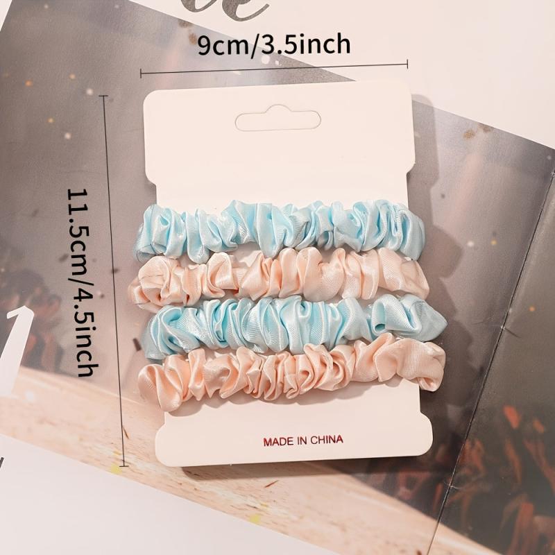 4pcs Satin Hair Scrunchie Head Band Set for Women Girls