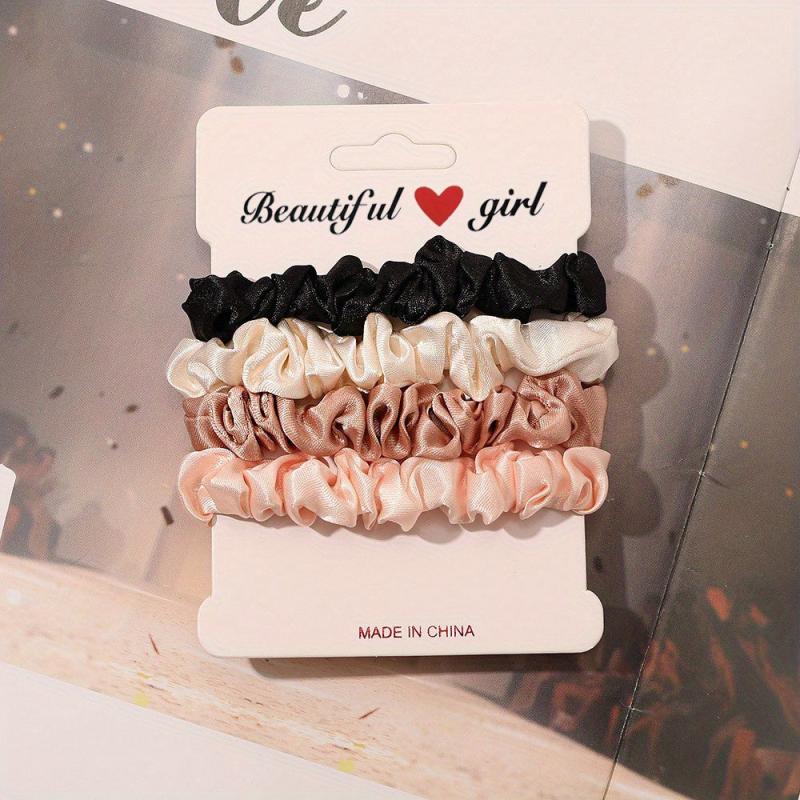4pcs Satin Hair Scrunchie Head Band Set for Women Girls
