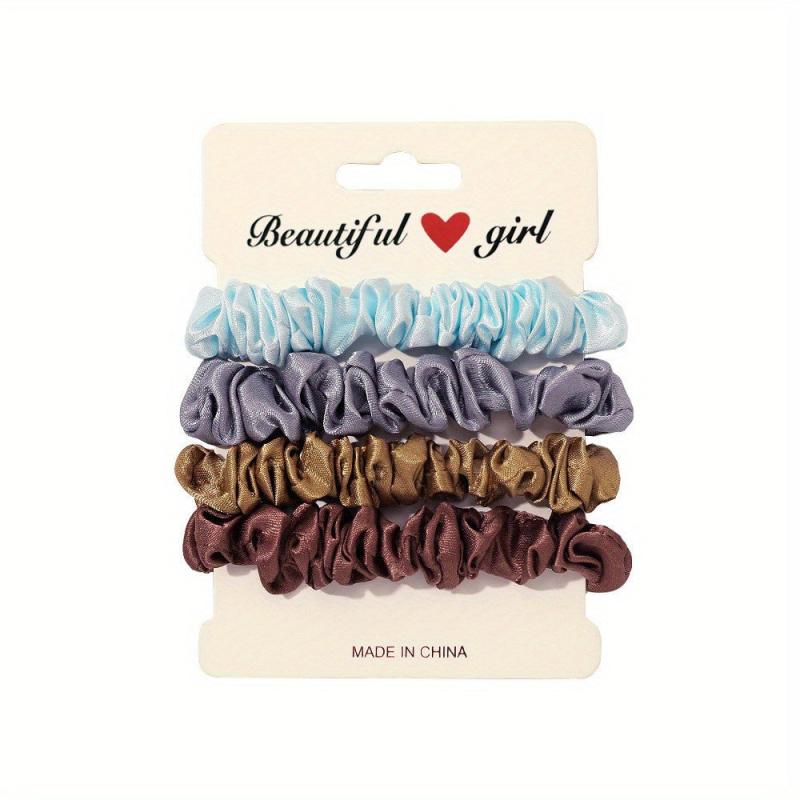 4pcs Satin Hair Scrunchie Head Band Set for Women Girls